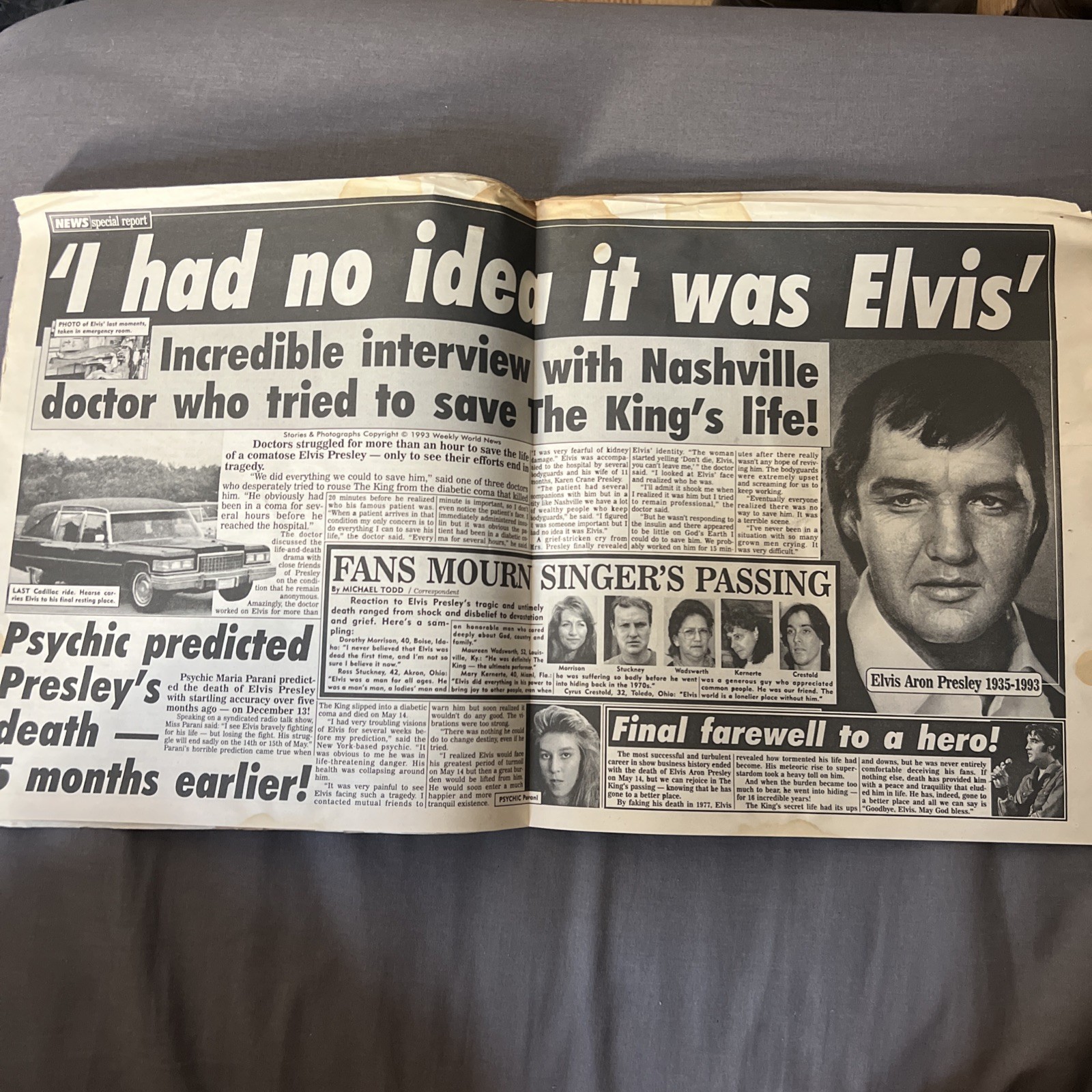 Weekly World News Vol 14 #37 June 15, 1993 Vintage Newspaper Elvis Dead at 58