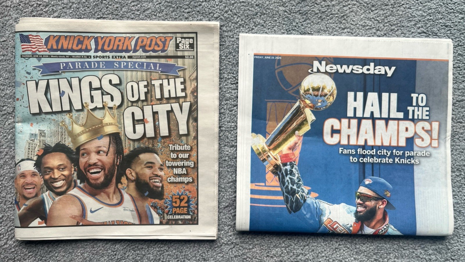 NEW YORK KNICKS L/E CHAMPIONSHIP NEWSPAPERS & POSTERS. NY POST & NEWSDAY