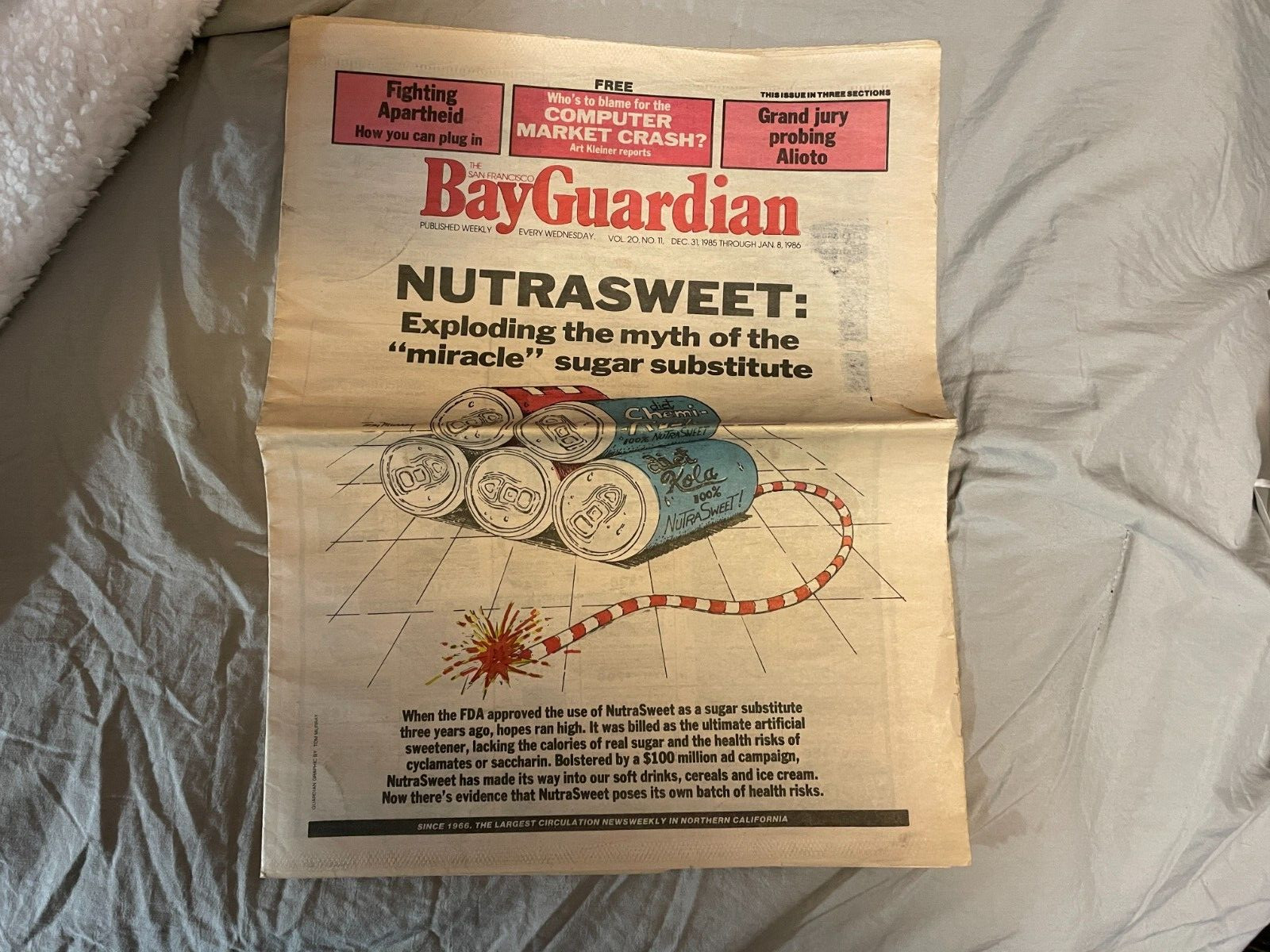 San Francisco Bay Guardian Newspaper December 1985 Nutrasweet Computer Bust