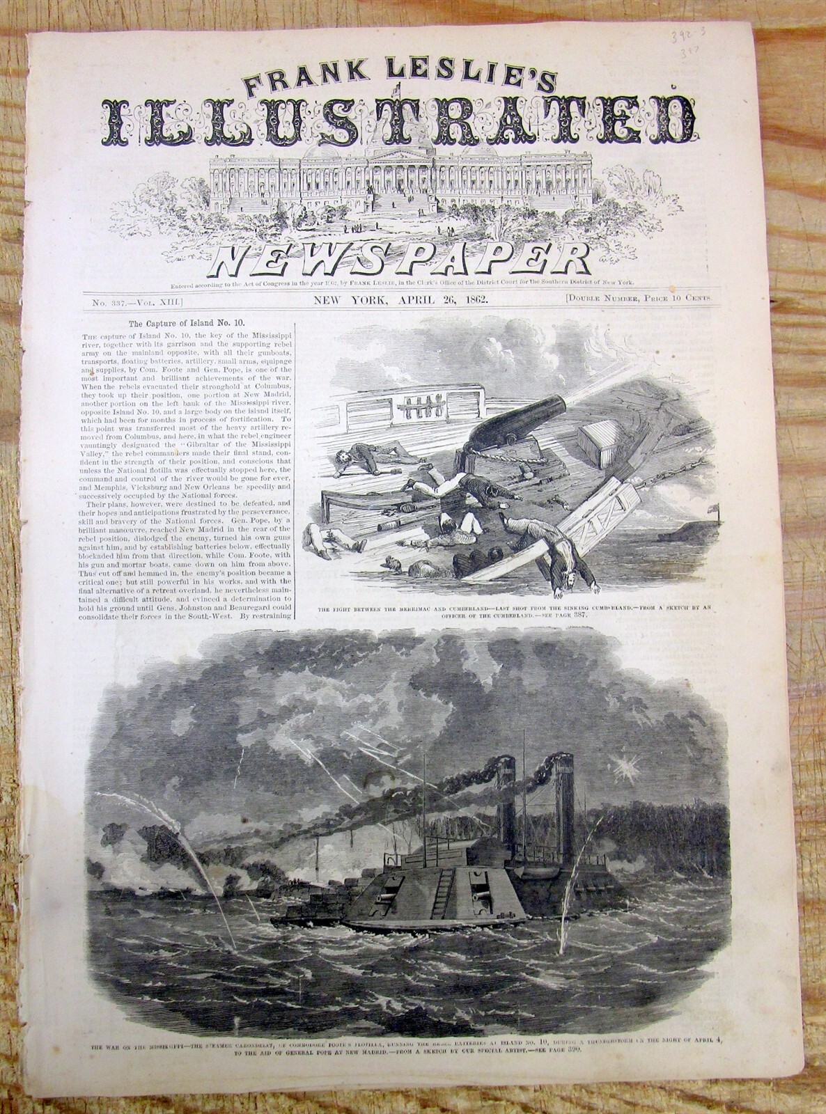 1862 Leslie’s Illustrated newspaper “EXTRA” Civil War BATTLE OF SHILOH Tennessee