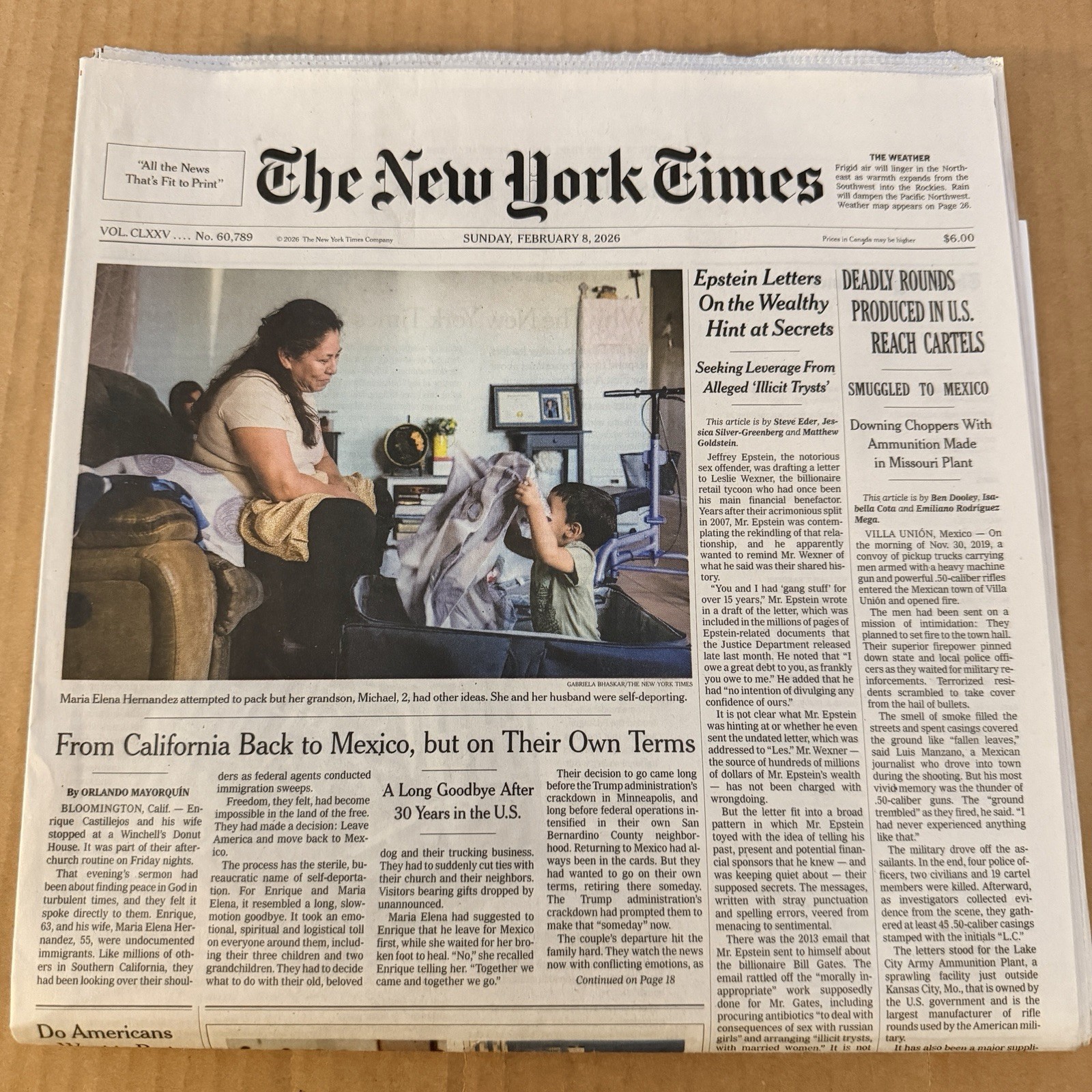 The New York Times Newspaper February 8 2026 SUNDAY Complete Print Paper UNREAD