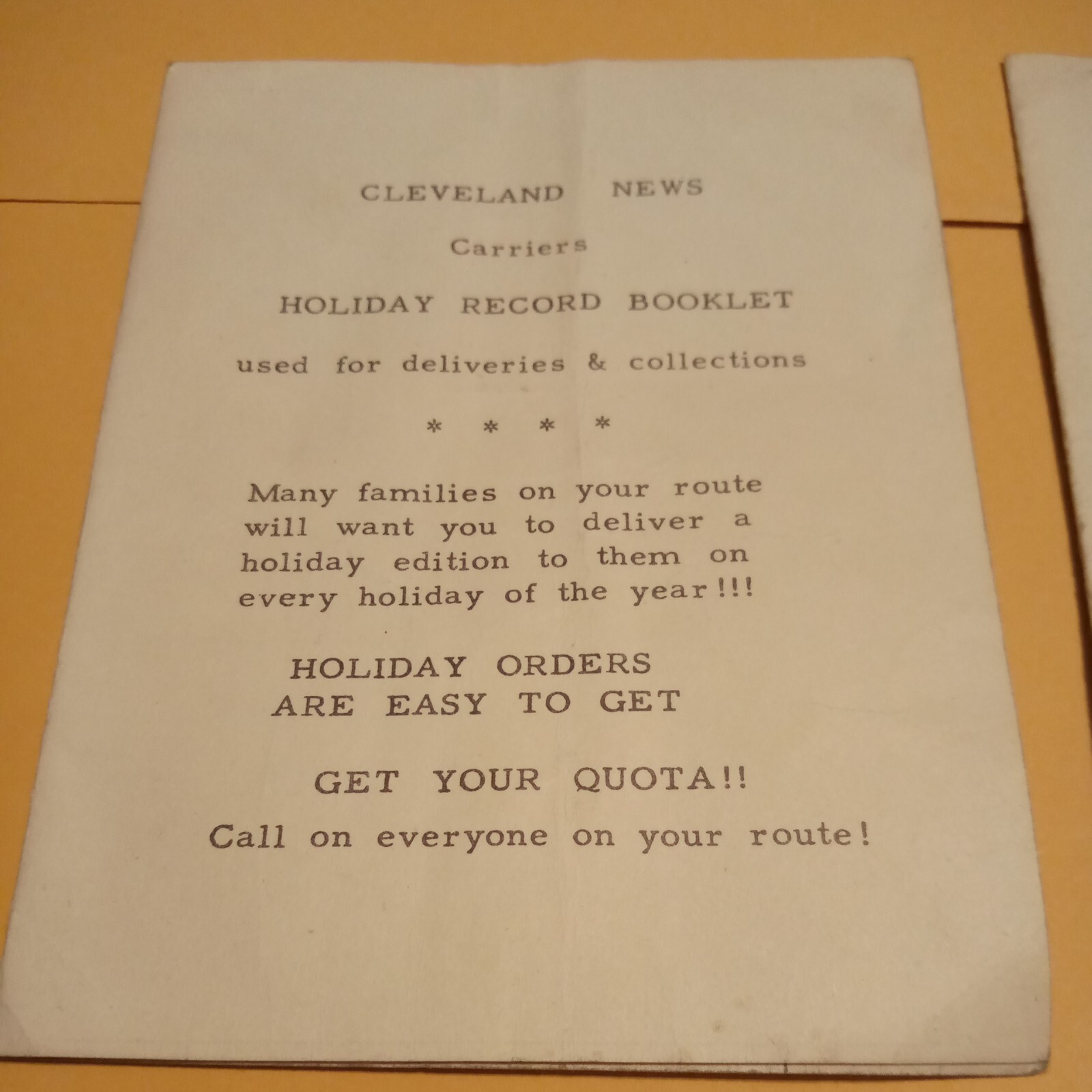 Pre 1960 Cleveland News Newspaper Carrier Holiday Record Booklets