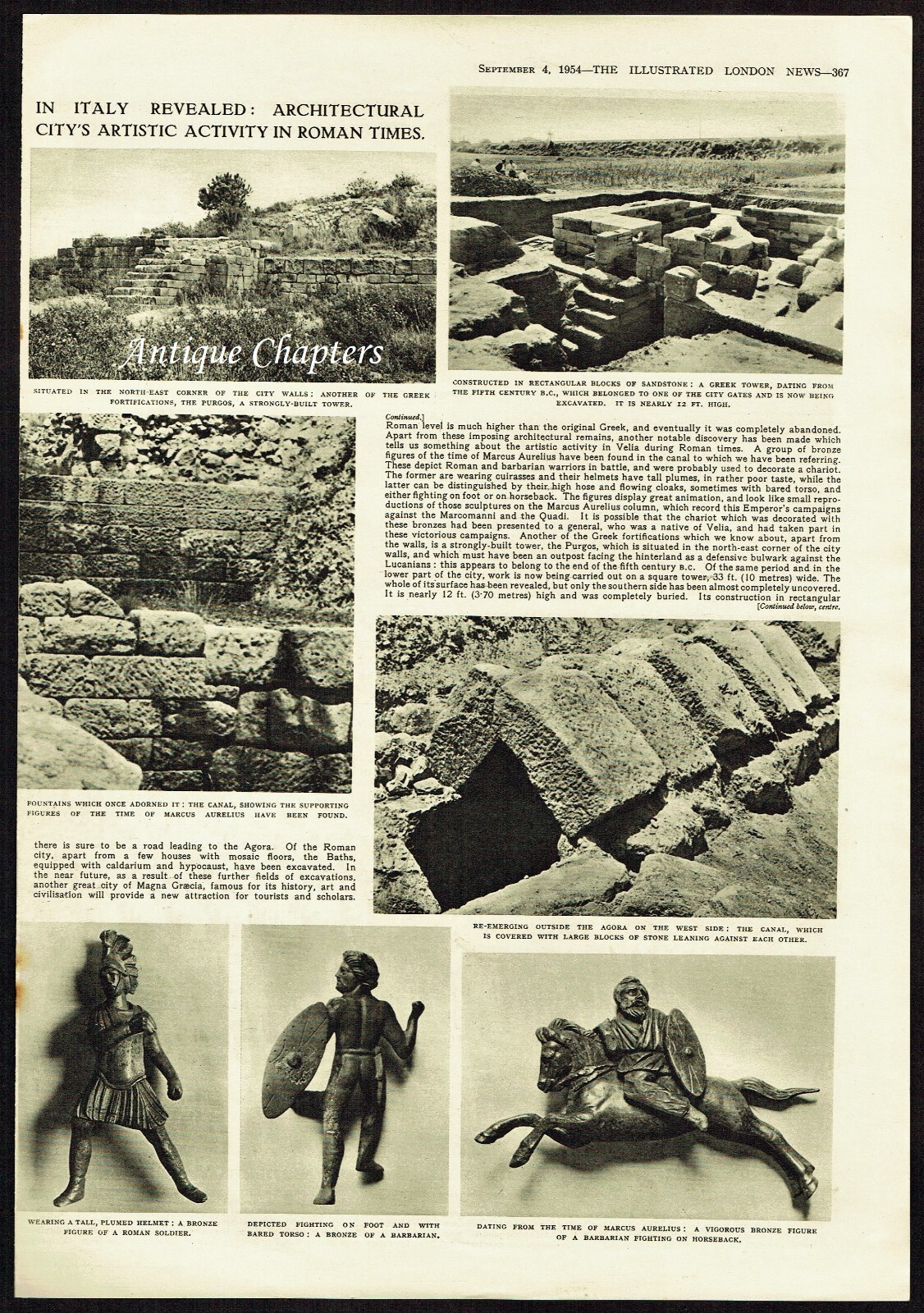 Velia Greek Colony Novi Velia Ascea Salerno Italy 1954 3 Page Photo Article Q603