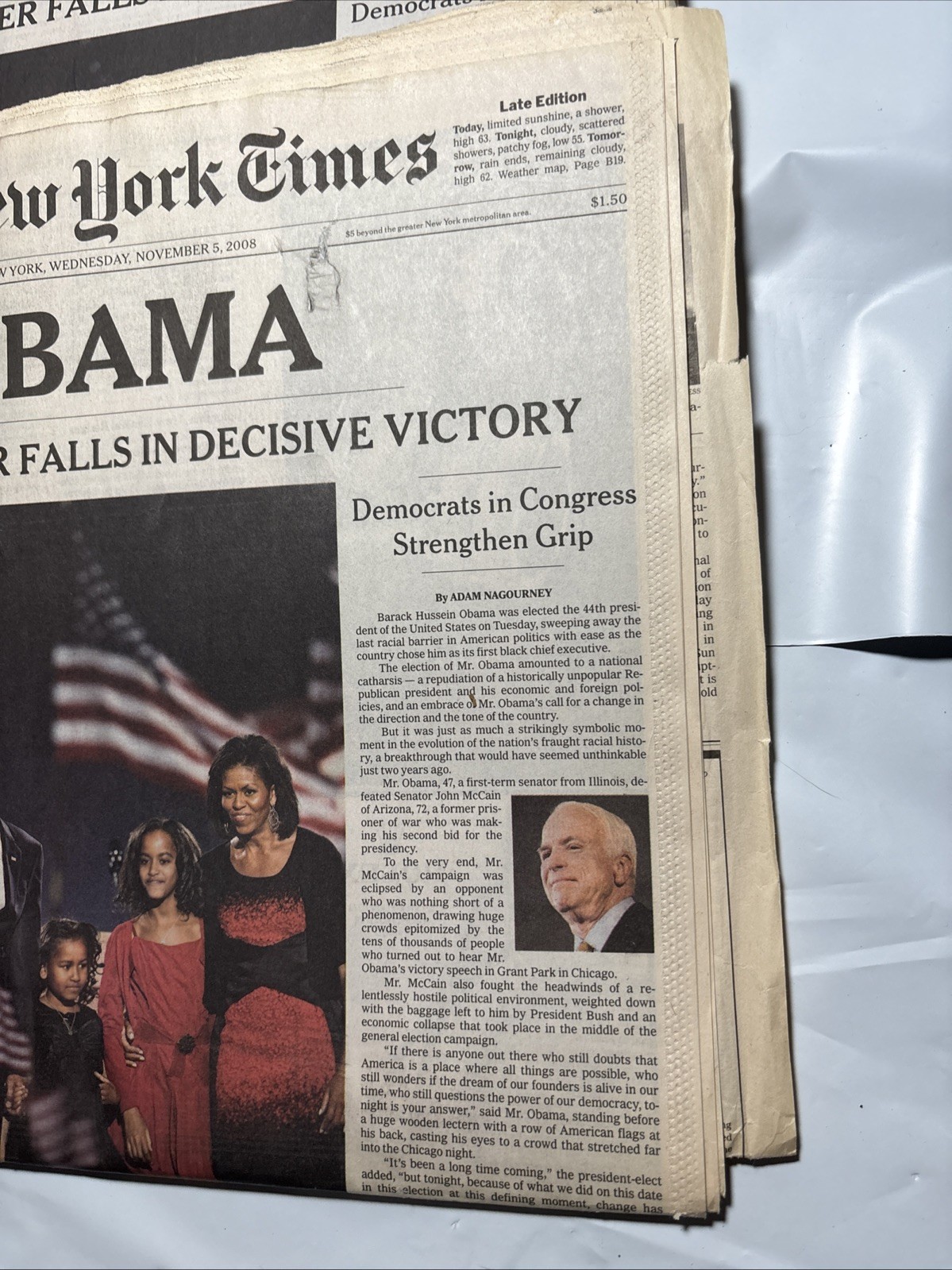 Obama Election Win Lot Of 3 Copies New York Times Newspaper Issue Nov. 5th 2008
