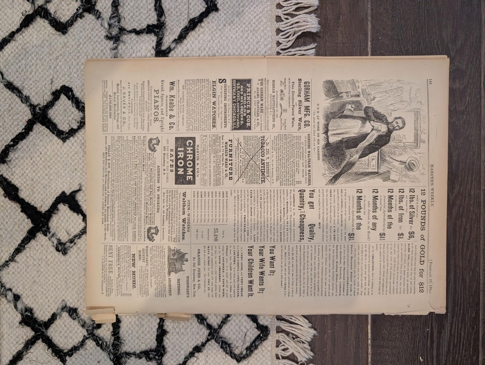 Feb 27 1869 Harpers Weekly, Washington Resigning Commission, Union Pacific RR