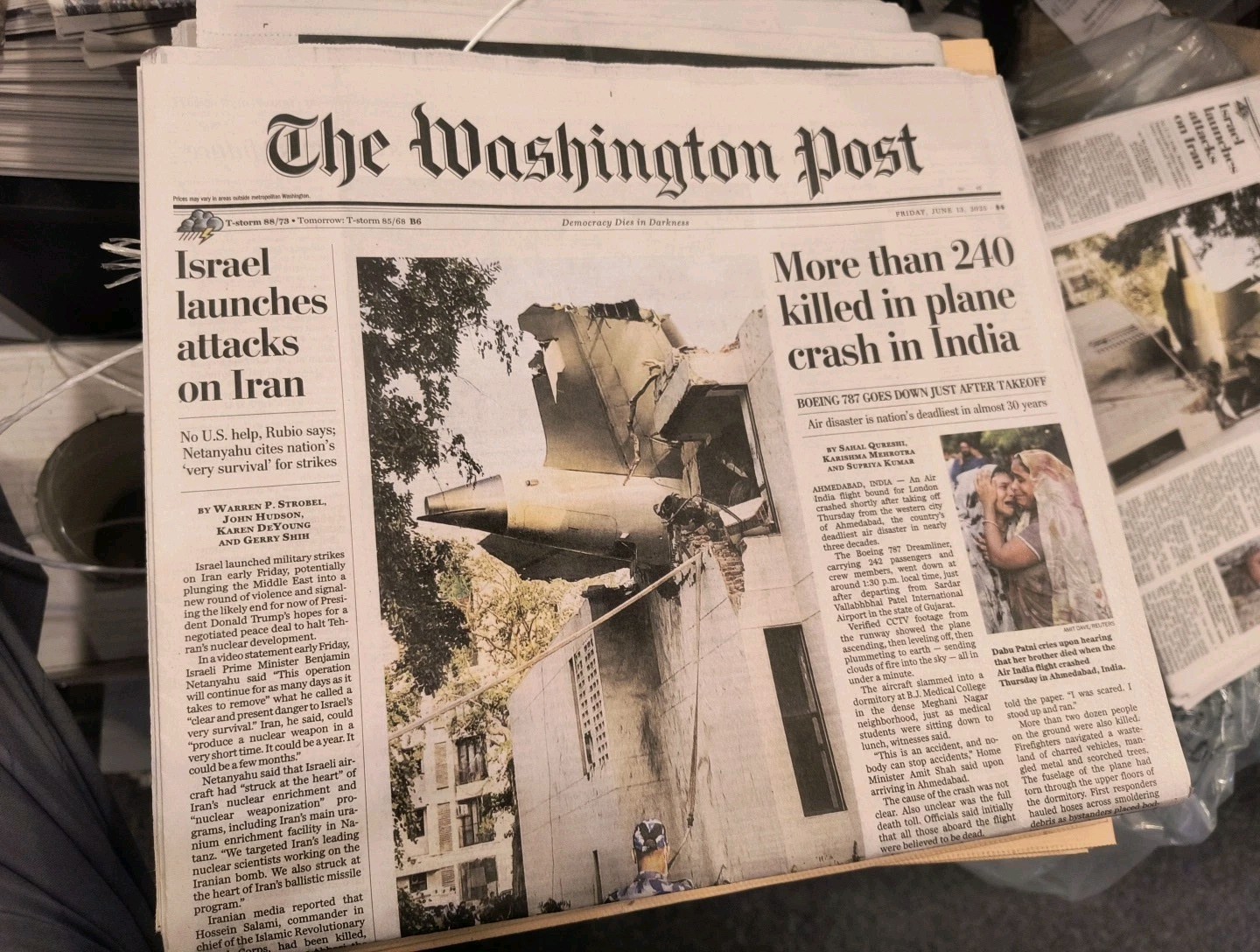 The Washington Post Friday June 13 2025 More Than 240 Killed In Plane Crash…
