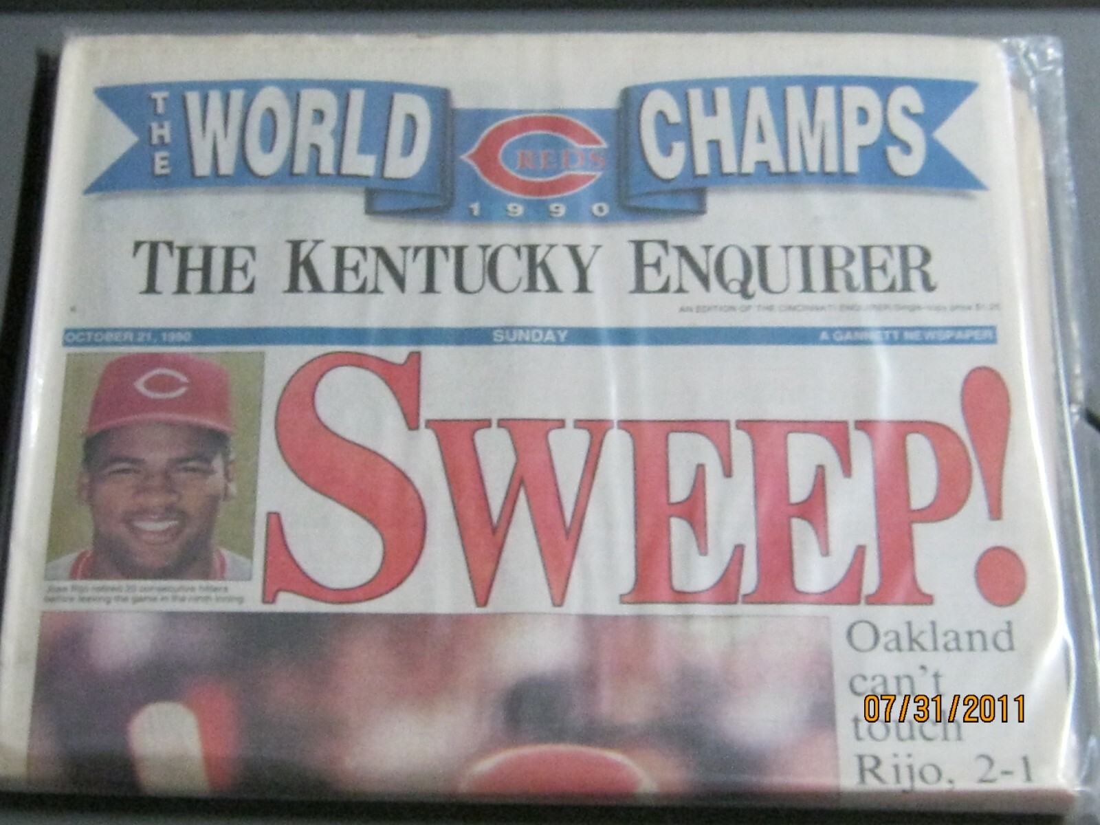 Cincinnati Reds 1990 World Series Collectible Newspaper