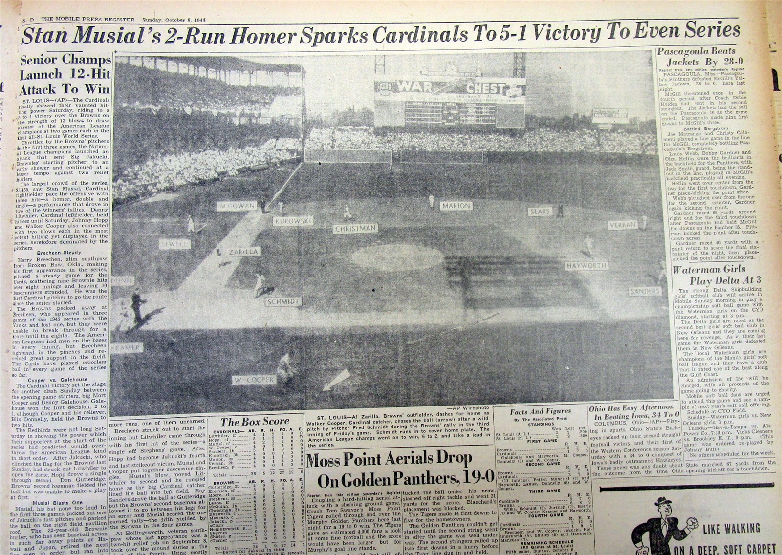 7 1944 newspapers ST LOUIS CARDINALS win BASEBALL WORLD SERIES v ST LOUIS BROWNS