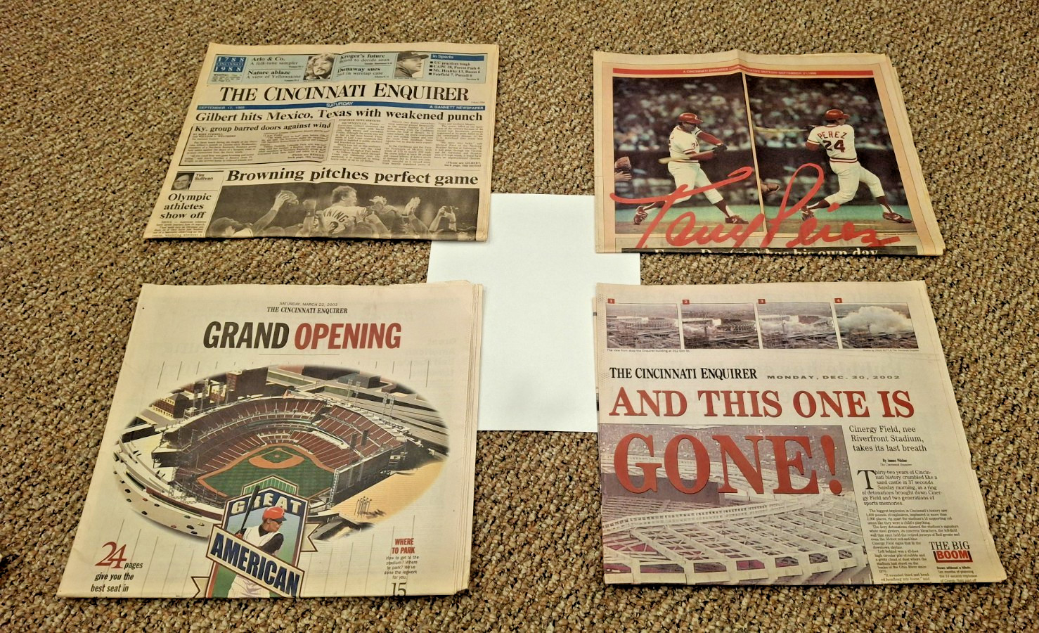 Cincinnati Enquirer Newspaper – Reds Browning Perfect Riverfront Cinergy GABP