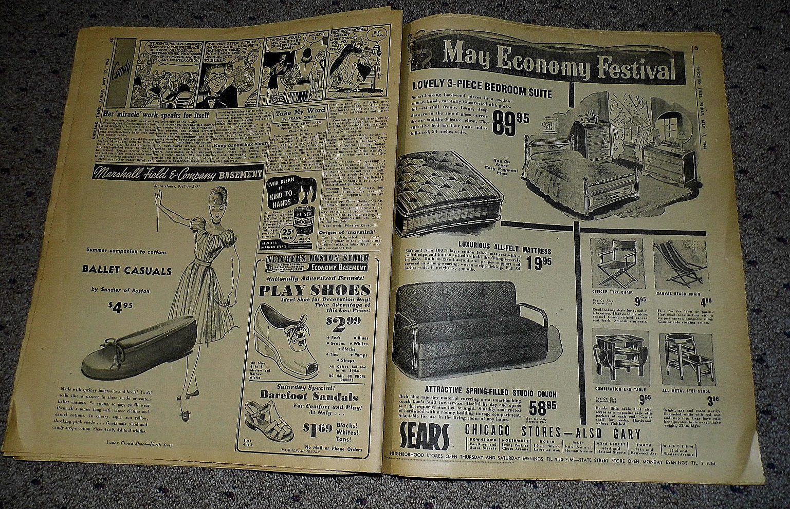 Chicago Daily Times Picture Newspaper Friday May 17, 1946~GREAT PERIOD ADS!