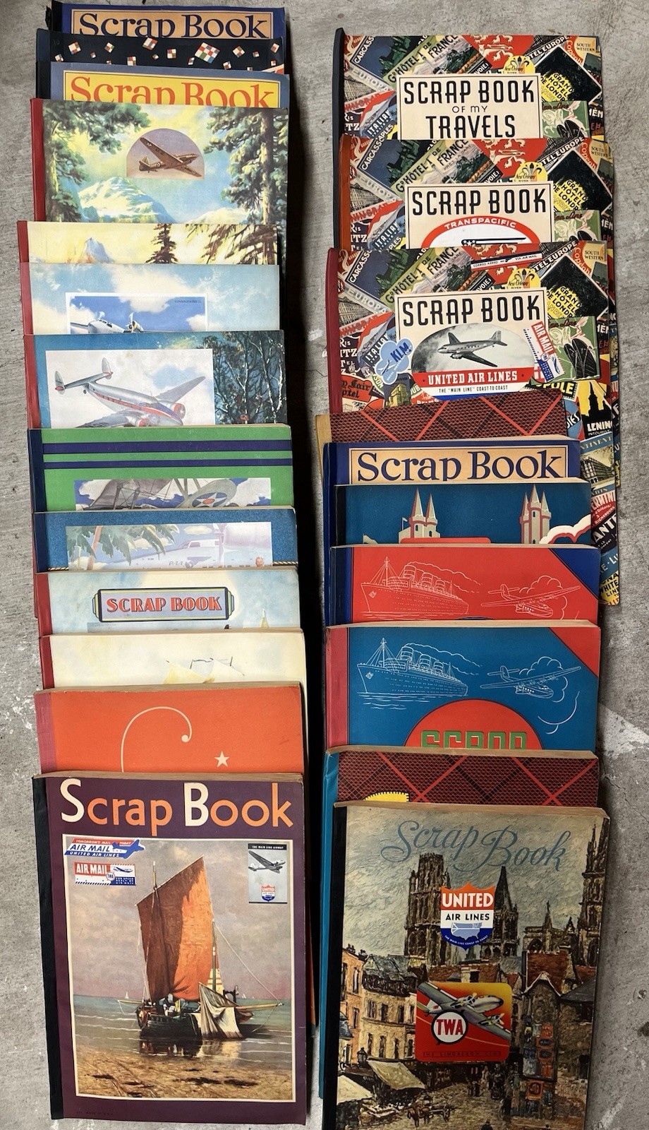 Vintage Newspaper Scrap Books – 23 LOT – Aviation 30’s – 40’s – Awesome!!!!!!
