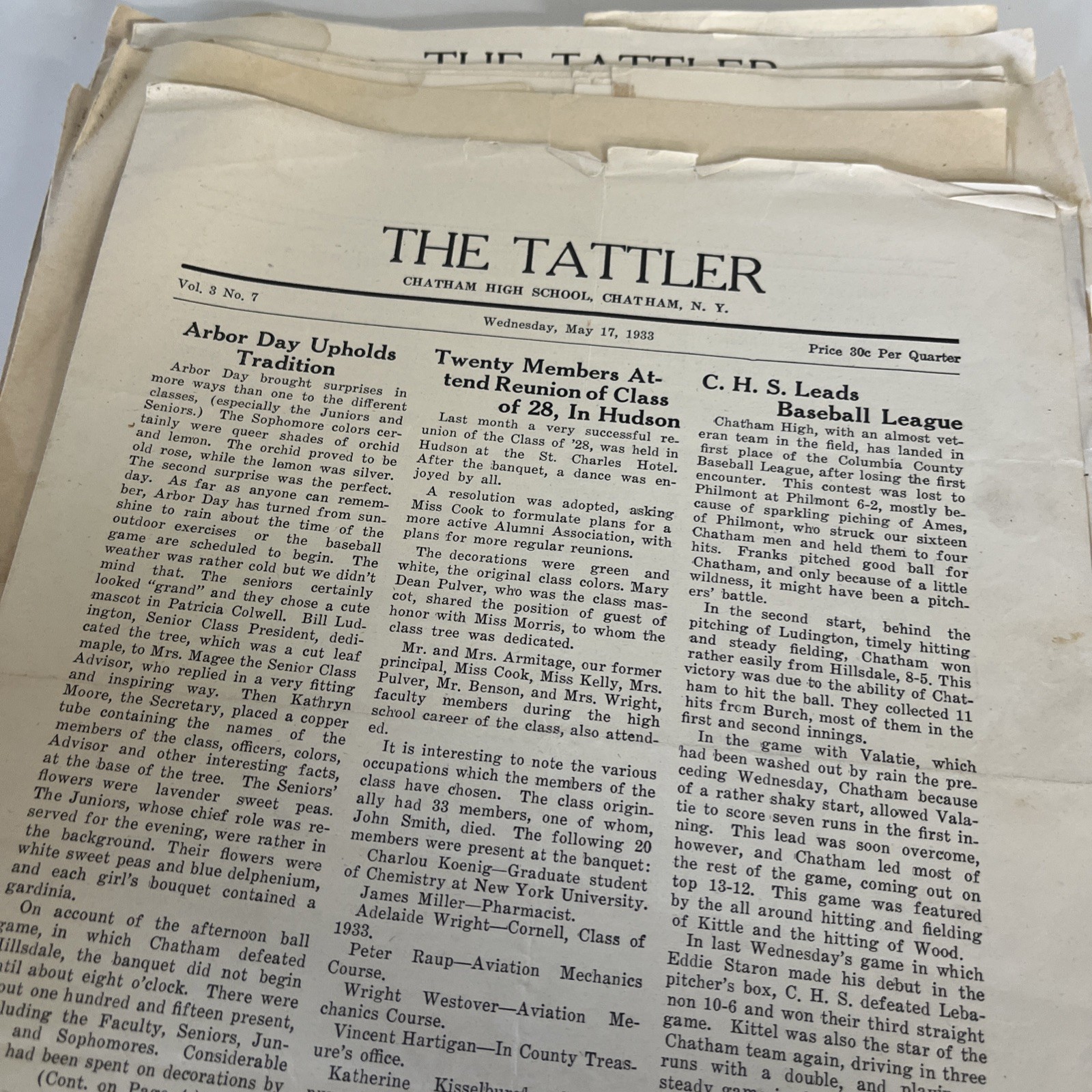 Lot 30+ High School Newspapers The Tattler 1930-1934 Chatham NY Columbia County