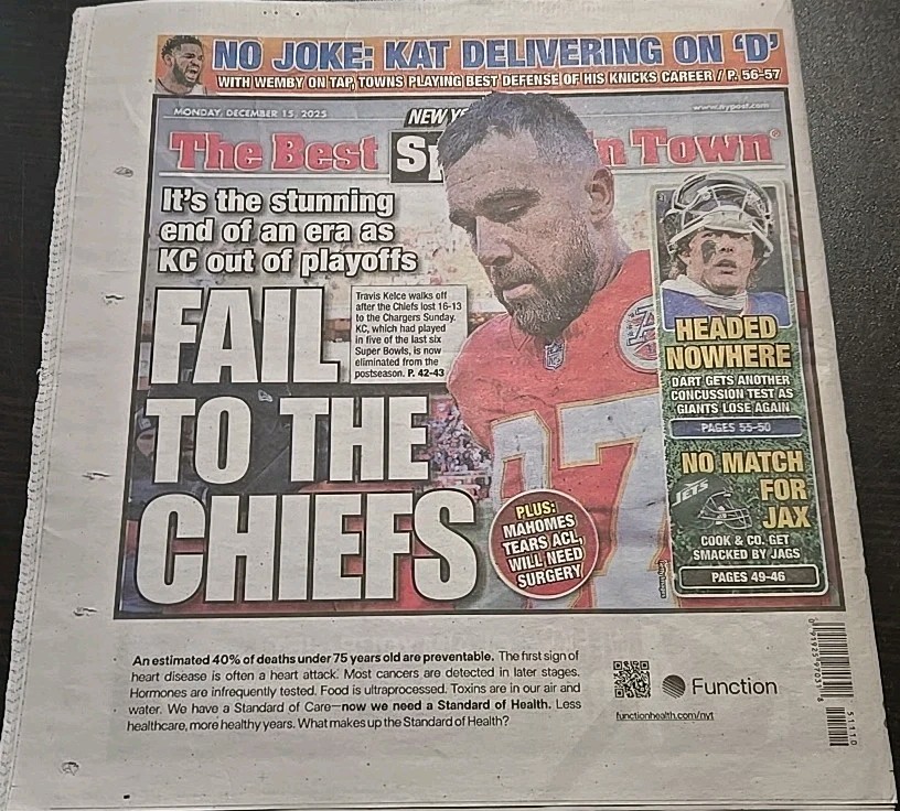 New York Post Monday December 15, 2025 Australia Murders Travis Kelce