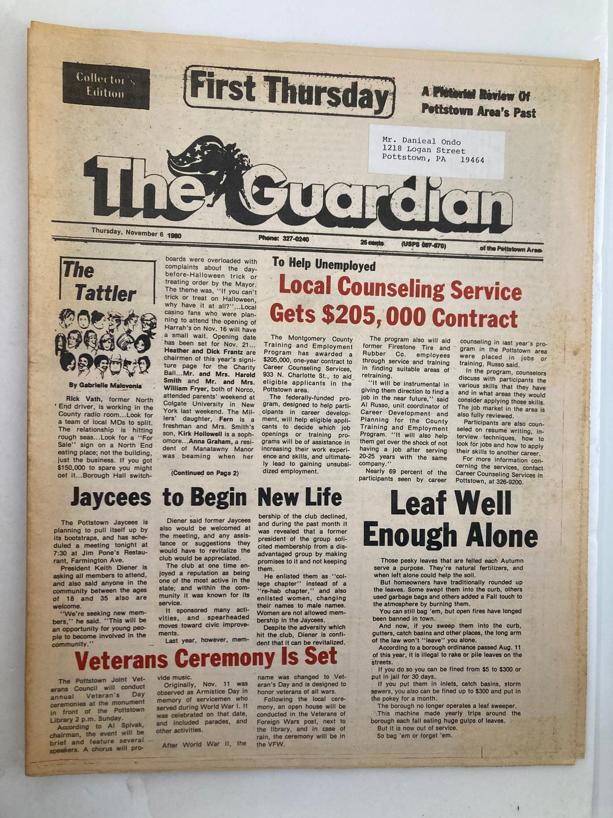 The Guardian Newspaper November 6 1980 Pottstown Jaycees to Begin New Life