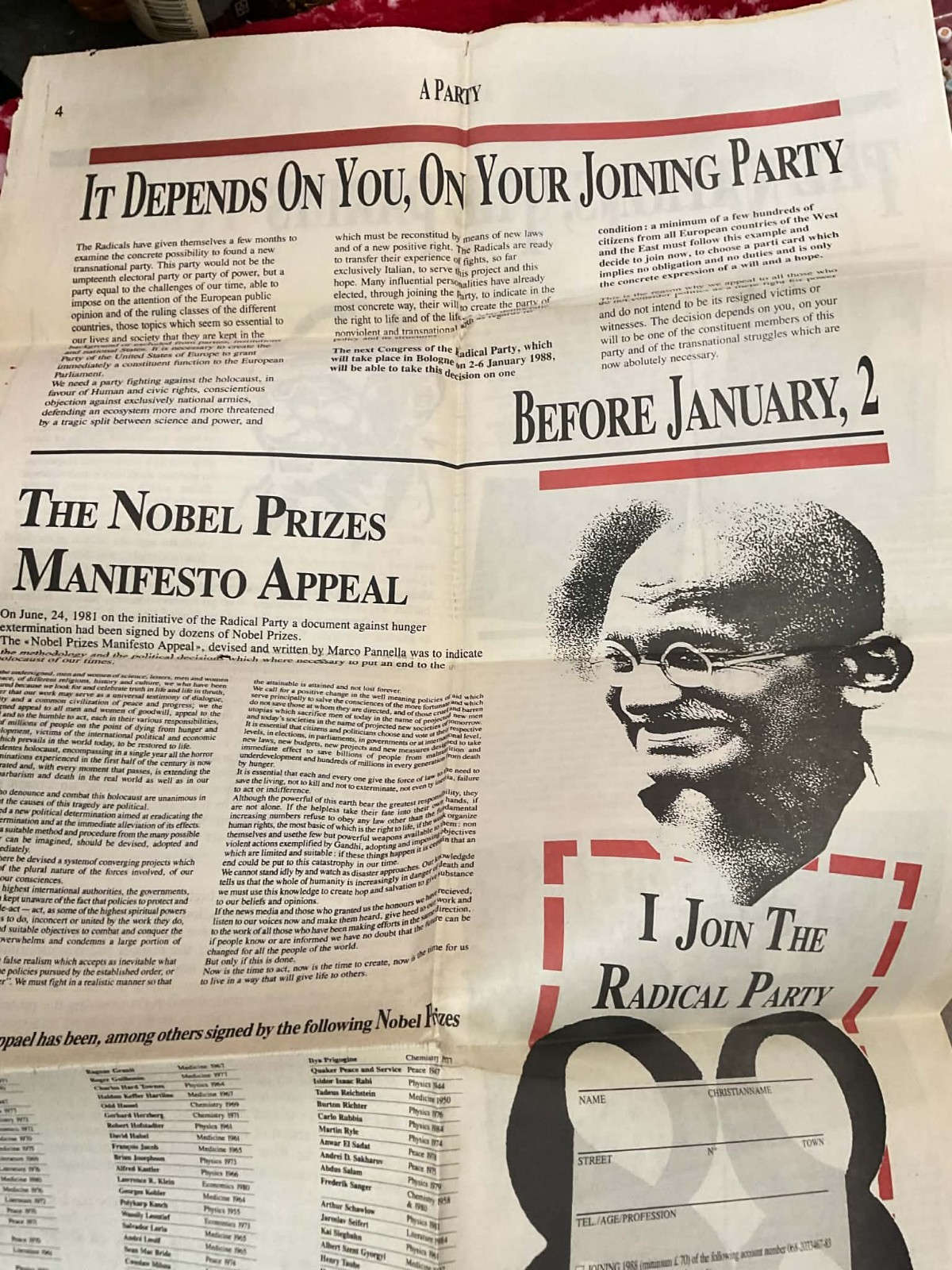 A Transnational , English Issue Of The Radial Newspaper Nov 1987 Peace Antiwar