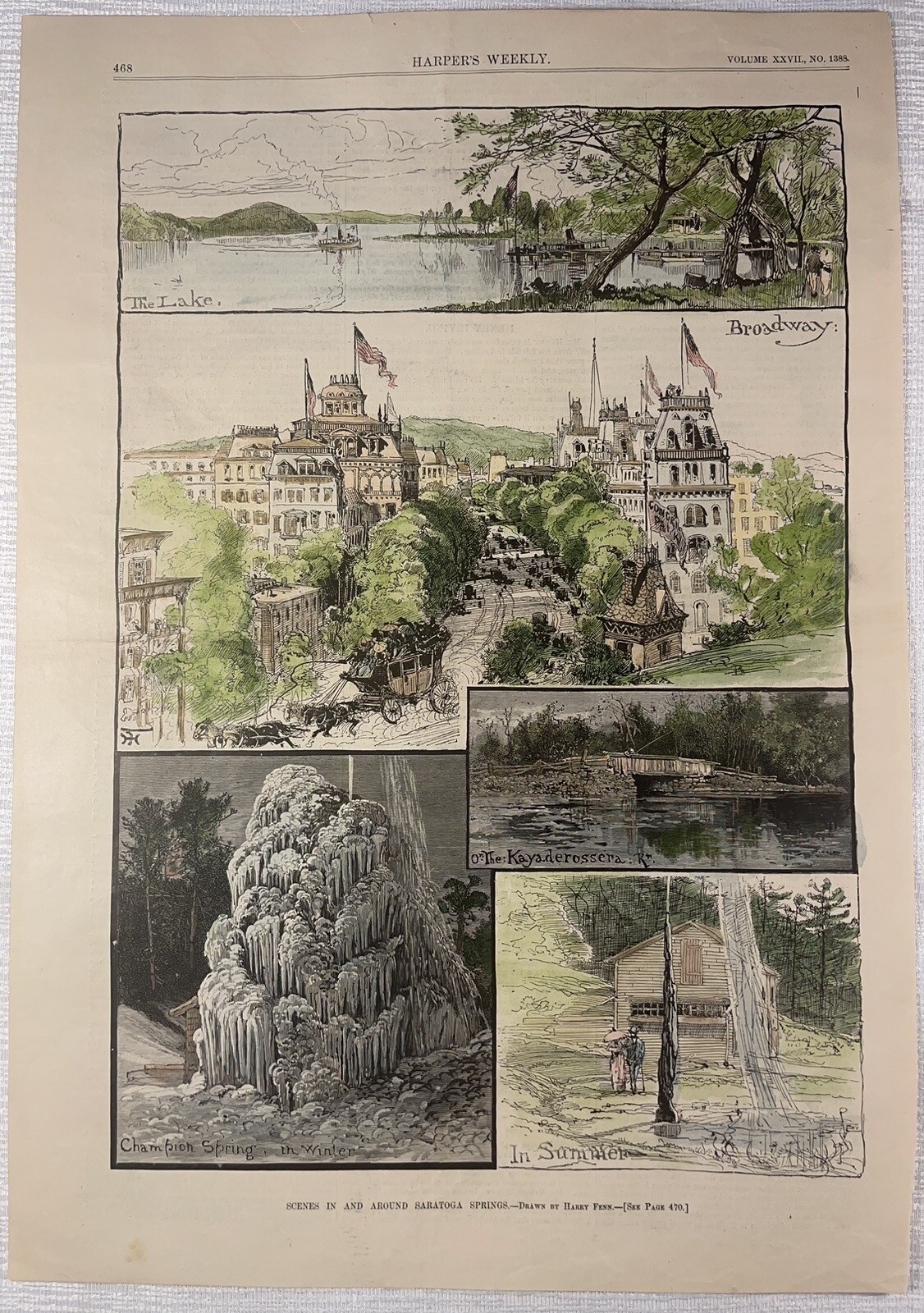 Scenes In And Around Saratoga Springs, NY – Harper’s Weekly 1883, Saratoga Lake