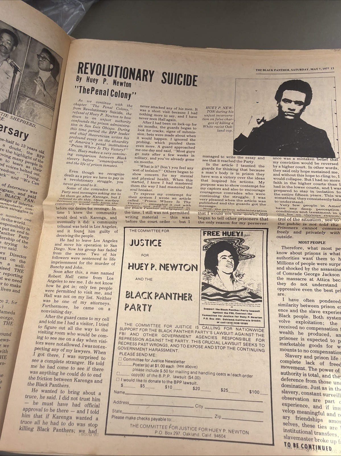 THE BLACK PANTHER PARTY NEWSPAPER – MAY 7, 1977 Huey Newton History
