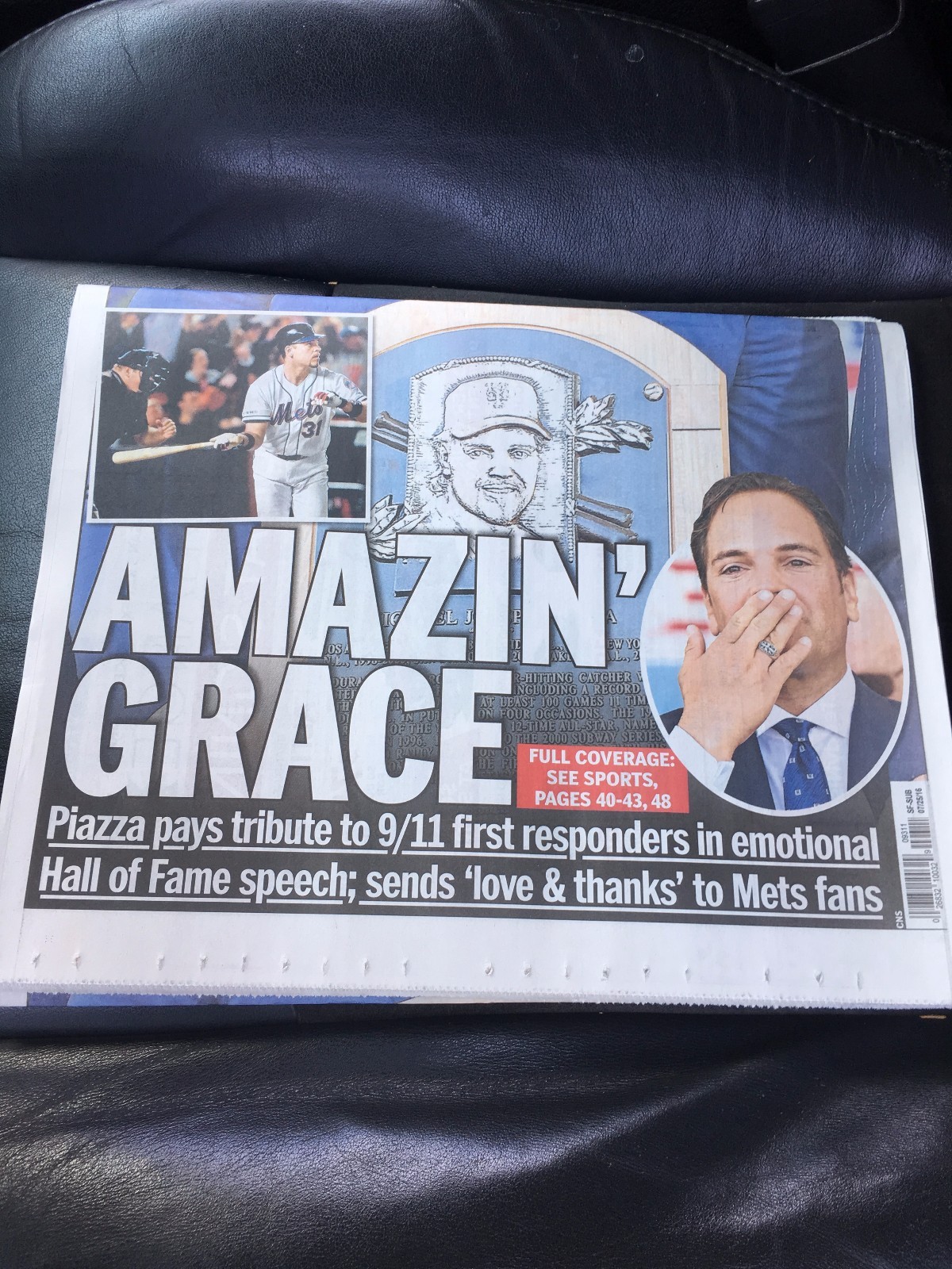 MIKE PIAZZA NY METS HALL OF FAME INDUCTION HOF 7/2/16 DAILY NEWS FULL NEWSPAPER