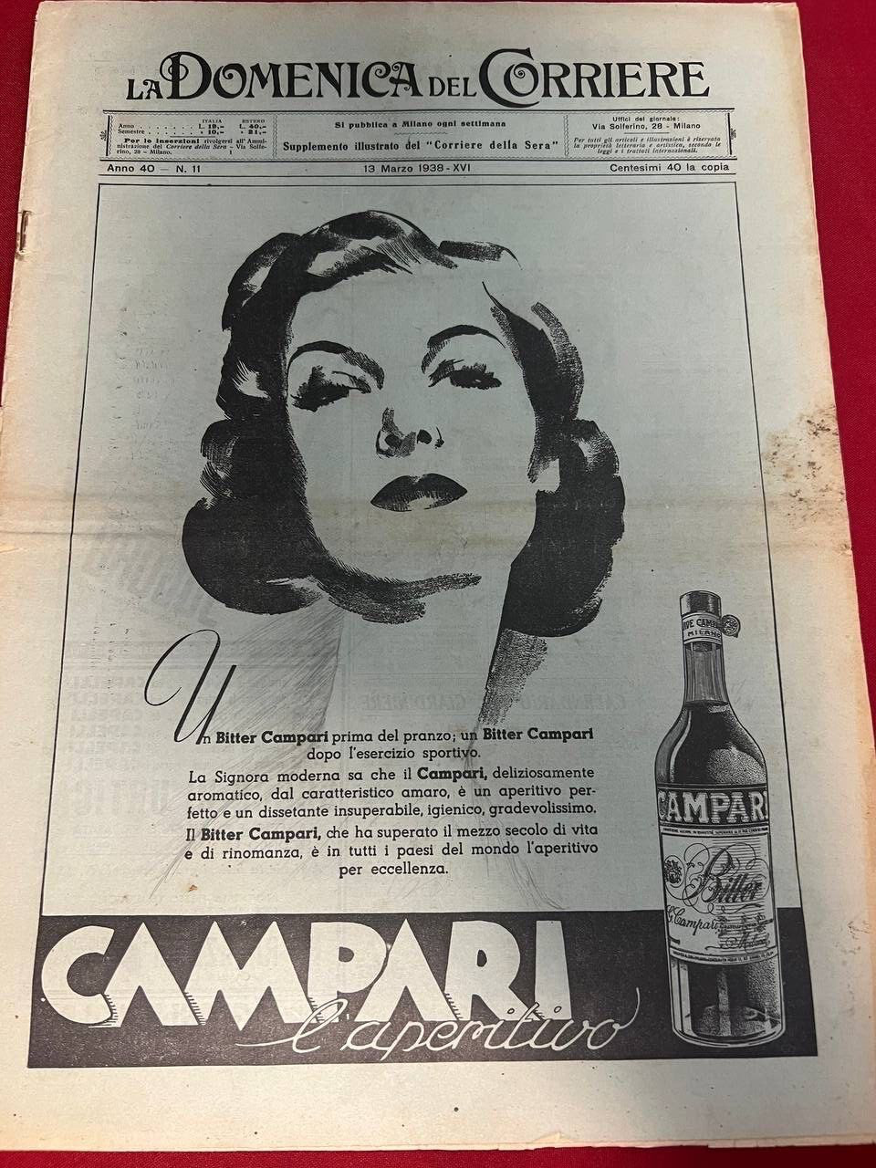 1938 Death of the Poet Writer Aviator War Hero Gabriele D’Annunzio CAMPARI C7-4