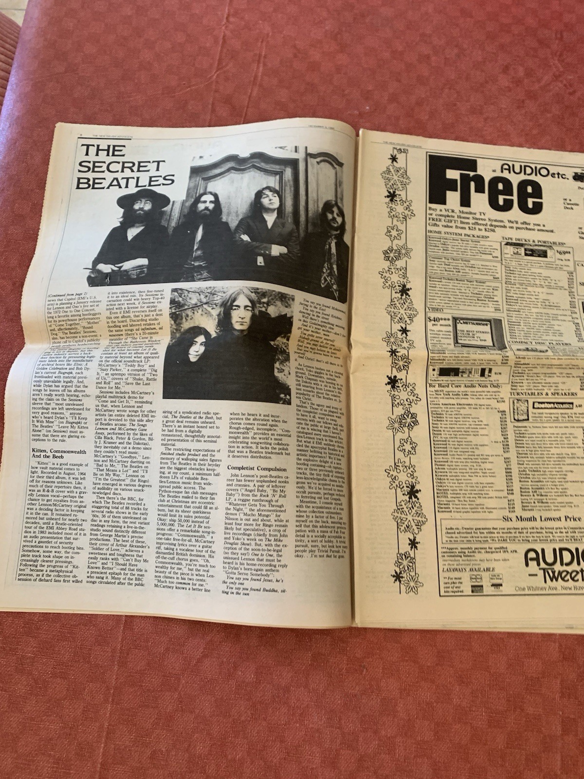Vintage New Haven CT ADVOCATE newspaper Dec 4 1985 Beatles