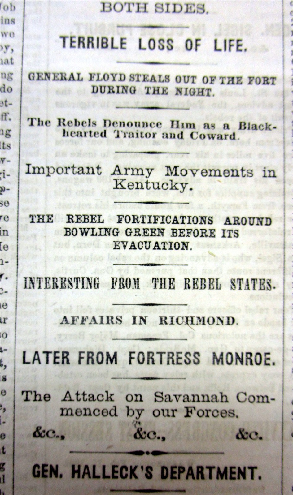 1862 Civil War newspaper US GRANT led UNION ARMY CAPTURES FT DONELSON Tennessee