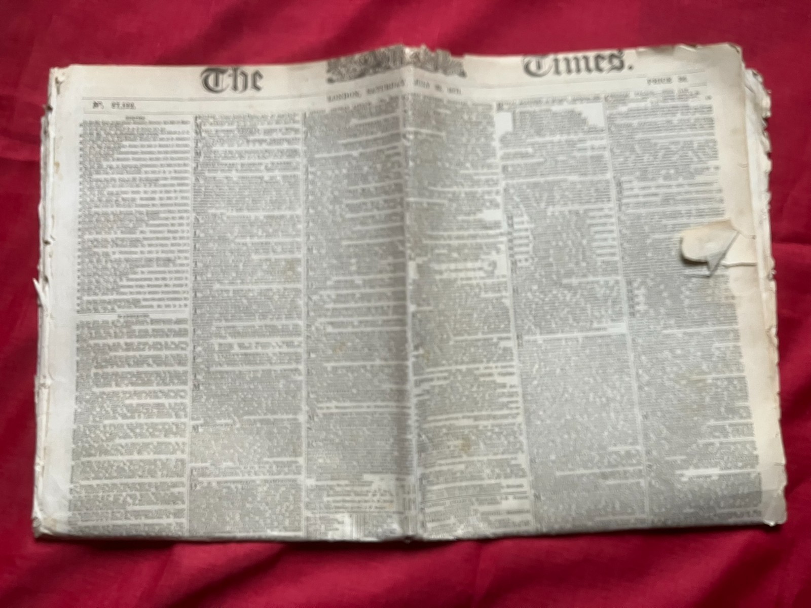 Antique July 1871 Newspaper France Spain British Military Politics Finance