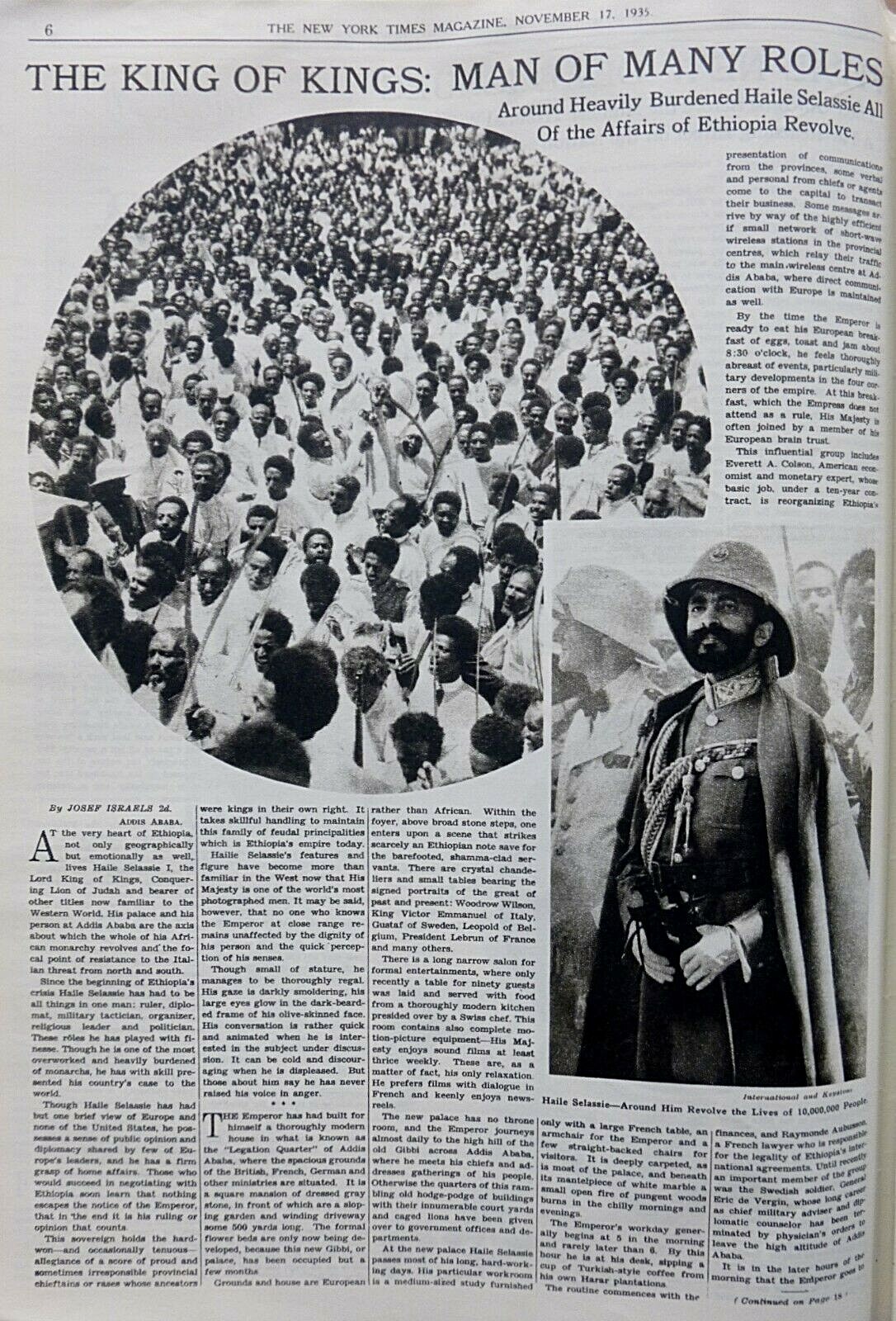 1935 November 17 HAILE SELASSIE LENNIN STALIN RUSSIA DAVIS BYZANTIUM IRELAND NY