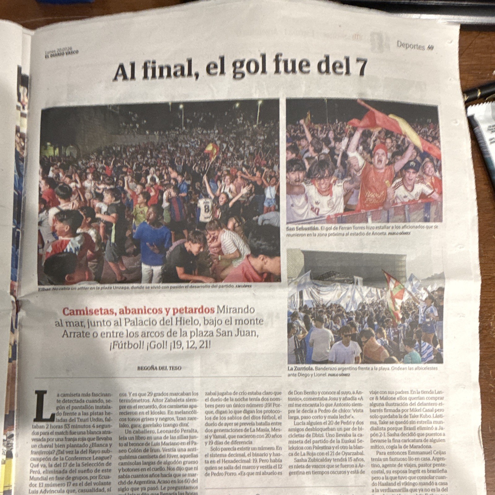 El Diario Vasco Spanish Newspaper July 20 2026 “¡BICAMPEONES!” Spain World Cup!