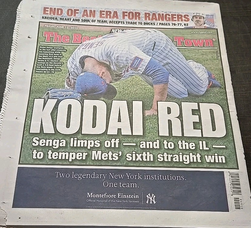 New York Post Friday, June 13, 2025 Plane Crash Kodai Senga