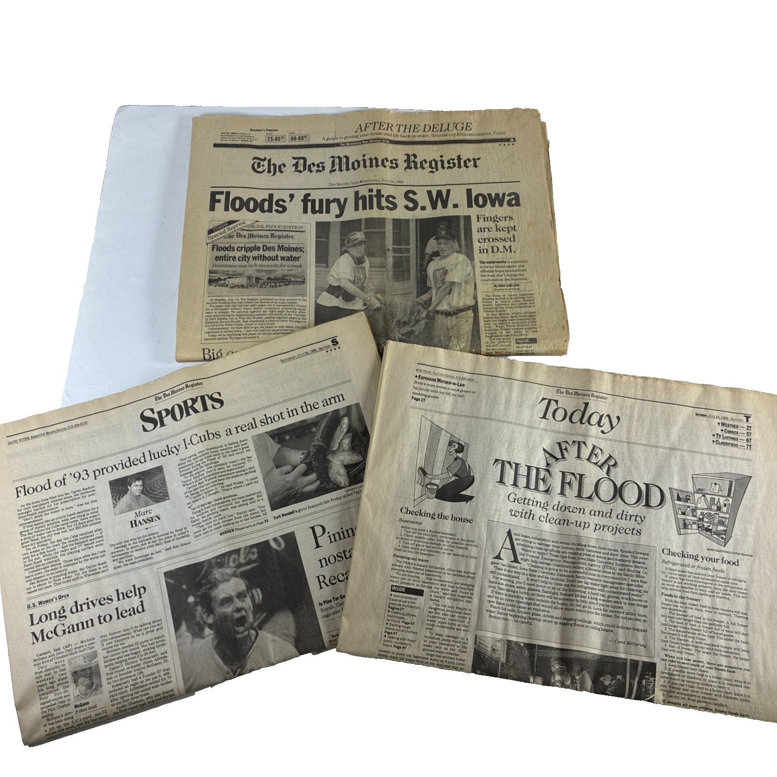 Des Moines Register July 24 1993 Newspaper Iowa Flood of 93 Historic Clean Up