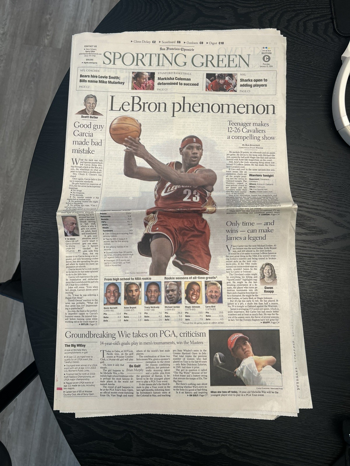 San Francisco Chronicle newspaper 2003 2004 Lebron James rookie sporting green