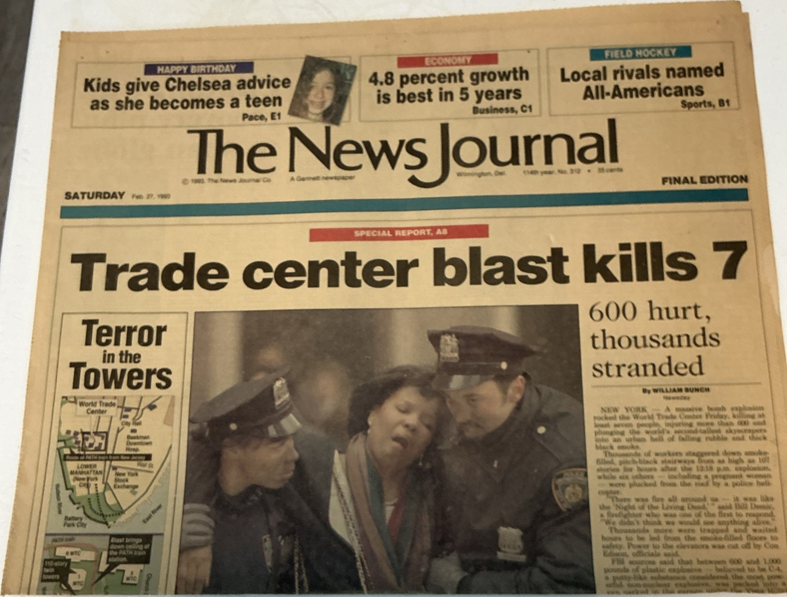 The News Journal Feb 27, 1993 Final Edition “Trade Center blast kills 7”