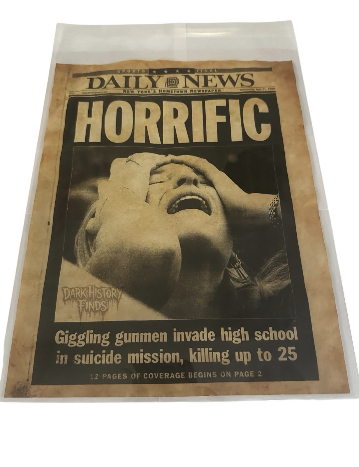 Columbine High School, Shooting Newspaper Headline April 20 1999￼