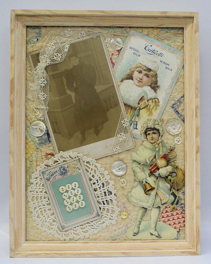 Antique Victorian Framed Handmade 3D Photo Diecut Embossed Keepsakes