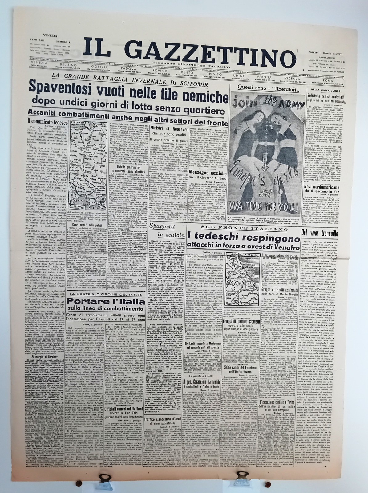 005/LVII IL GAZZETTINO, VENICE 06.01.1944 see description