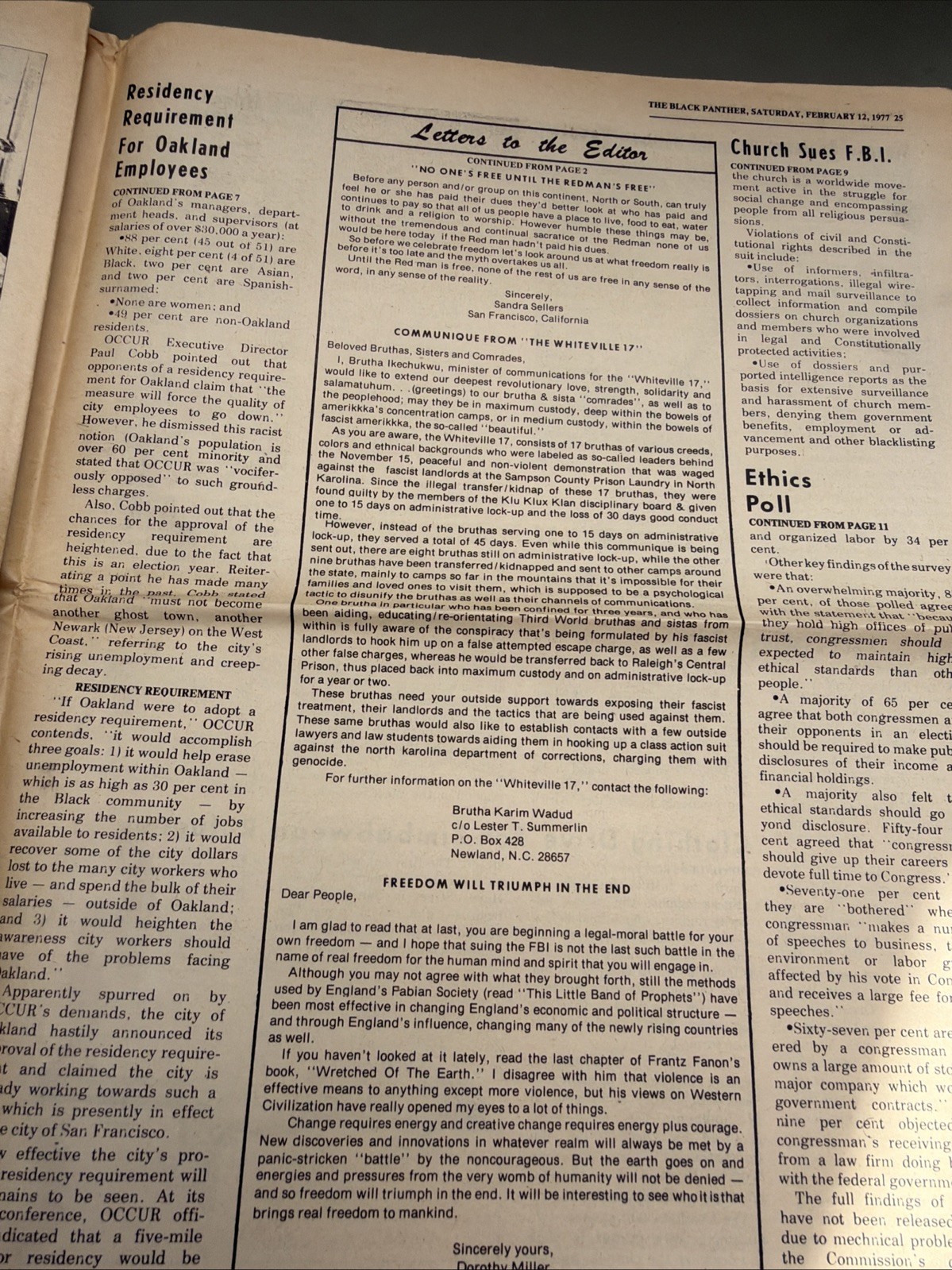 THE BLACK PANTHER PARTY NEWSPAPER – FEBRUARY 12, 1977 Huey Newton