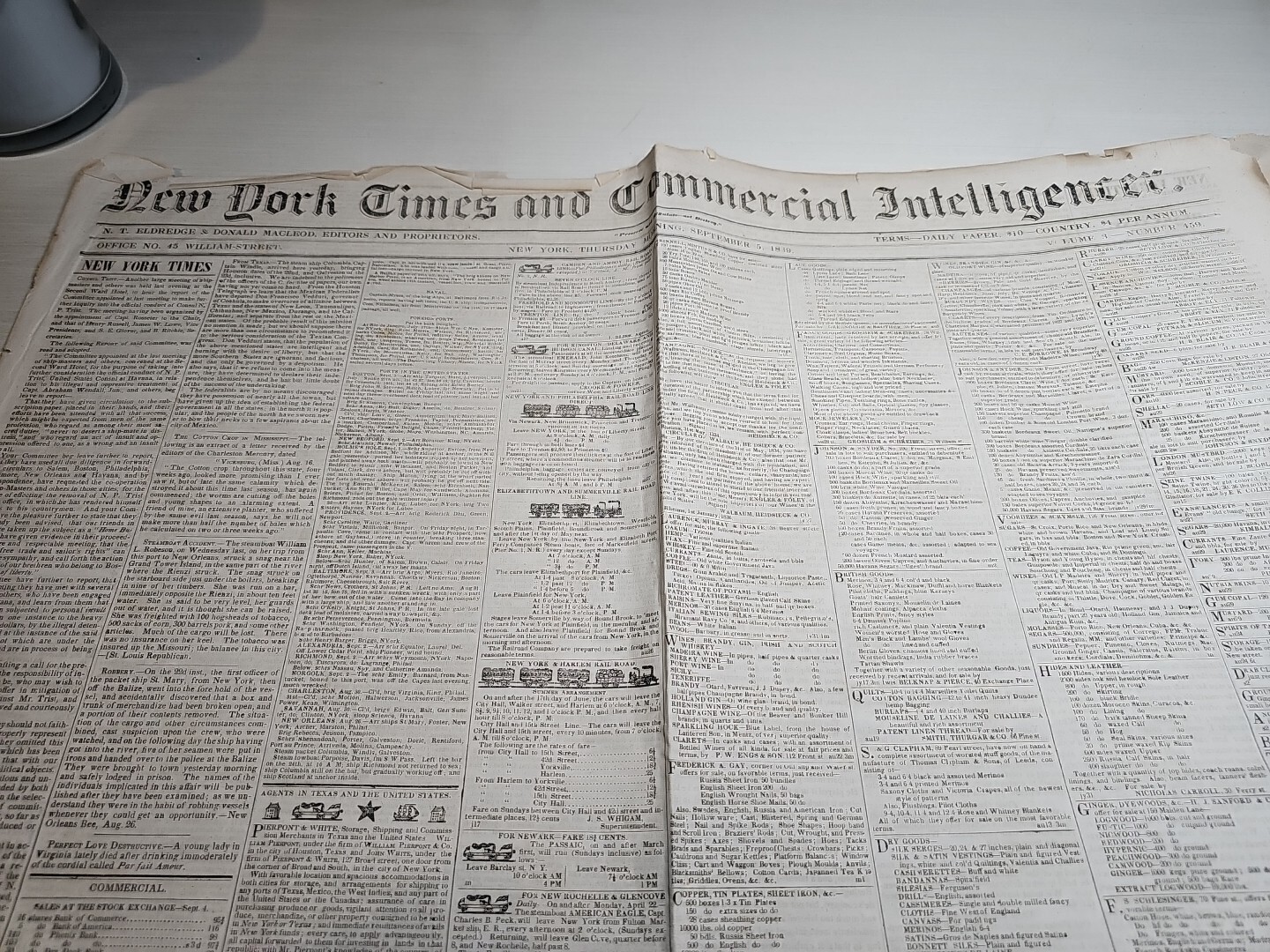 1839 New York Times MEXICAN WARFARE on CAMANCHE & APACHE – WHIPPING WIFE $5 fine
