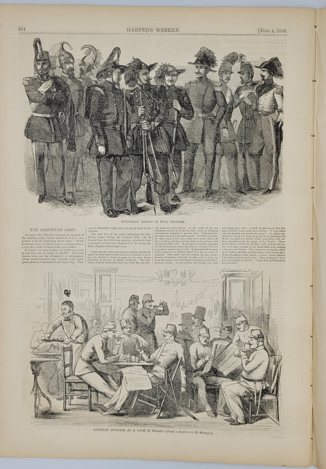 Harper’s Weekly 6/4/1859 TurinPiedmont Italy / Massacre in Mexico