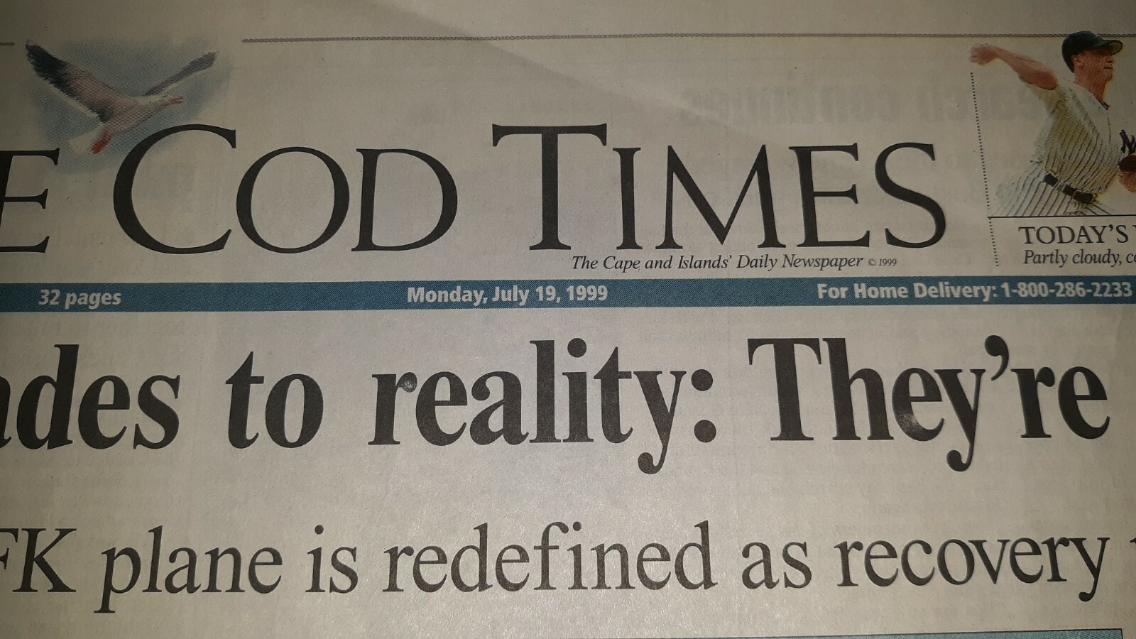 John F Kennedy Jr. Death Plane Crash Newspaper July 19, 1999 Cape Cod Times MA