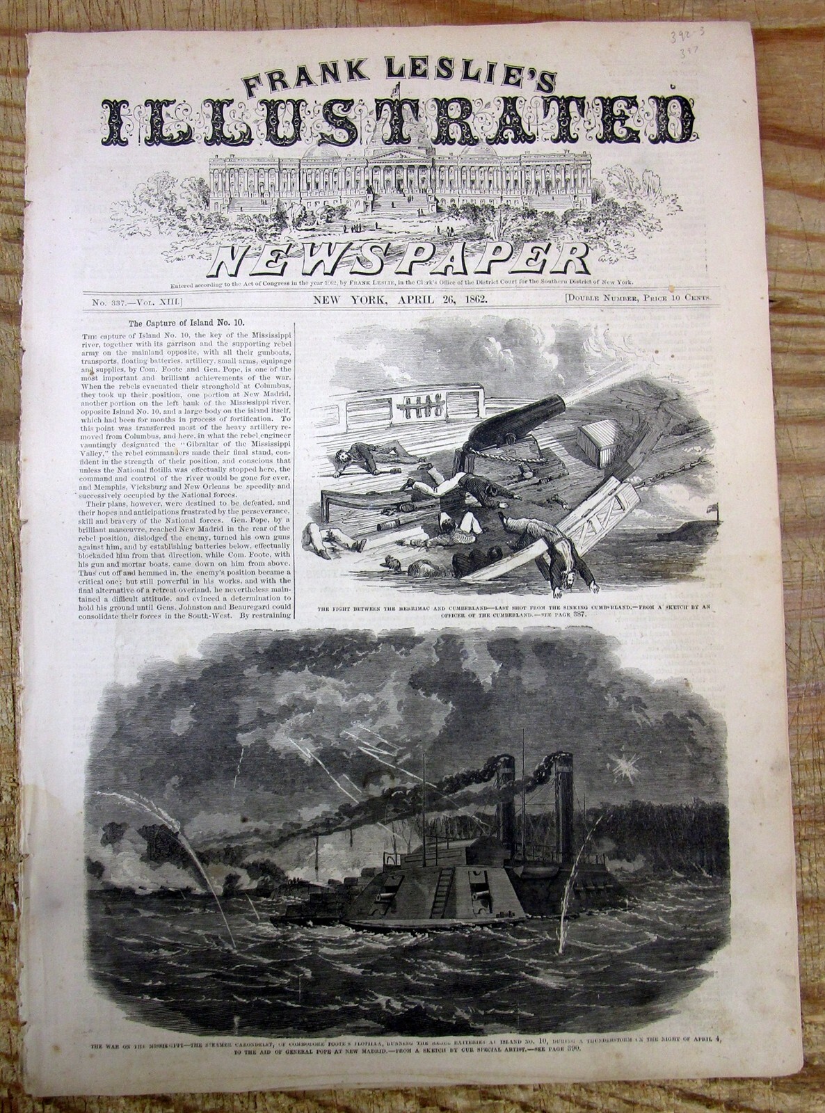 1862 Leslie’s Illustrated newspaper “EXTRA” Civil War BATTLE OF SHILOH Tennessee