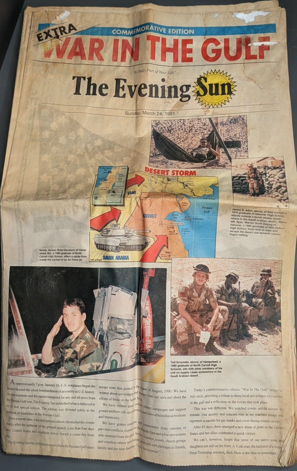The Evening Sun War In The Gulf Commemorative Edition Newspaper March 24 1991 US
