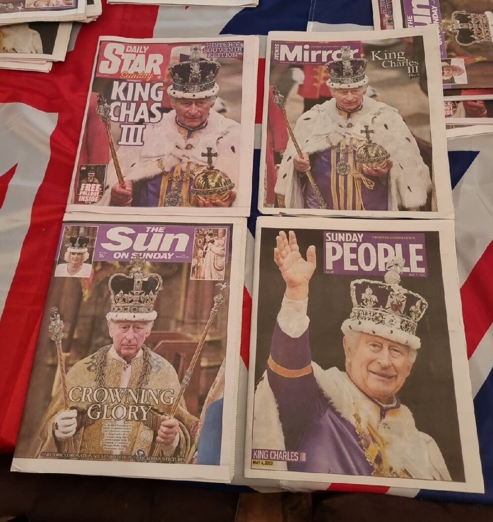4 x King Charles III Coronation News Papers Sunday 07.05.2023