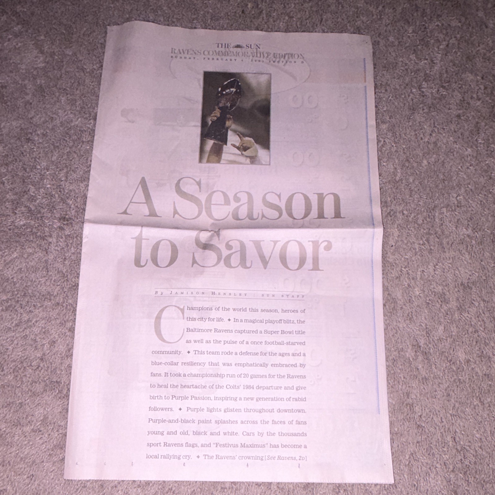 The Sun (Baltimore, MD) Feb 4, 2001 Commemorative Edition “A Season to Savor”