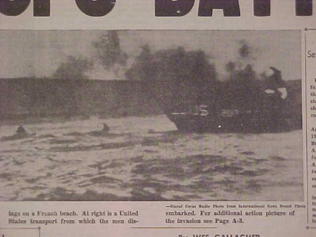 VINTAGE NEWSPAPER HEADLINES~ WORLD WAR 2 D-DAY INVASION FRANCE BEACH WWII 1944