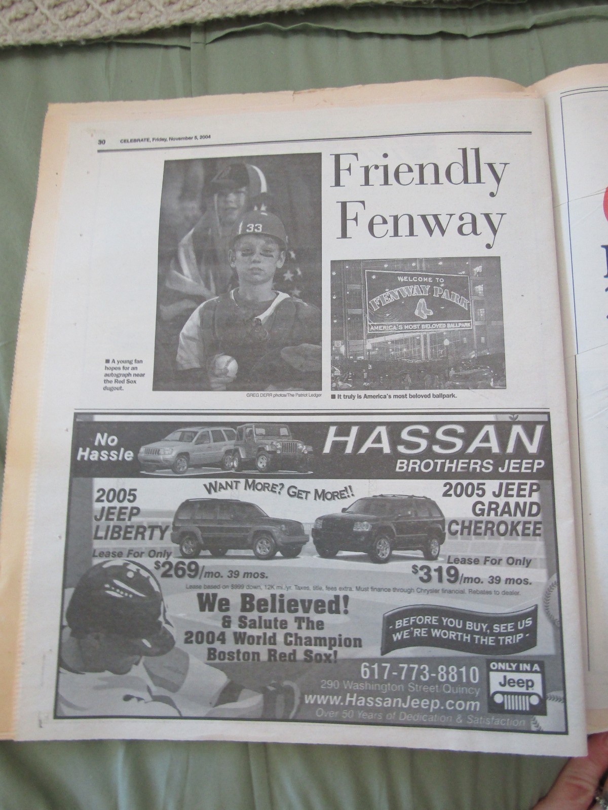 November 2004 Boston Red Sox World Series Champions Celebrate Victory Newspaper