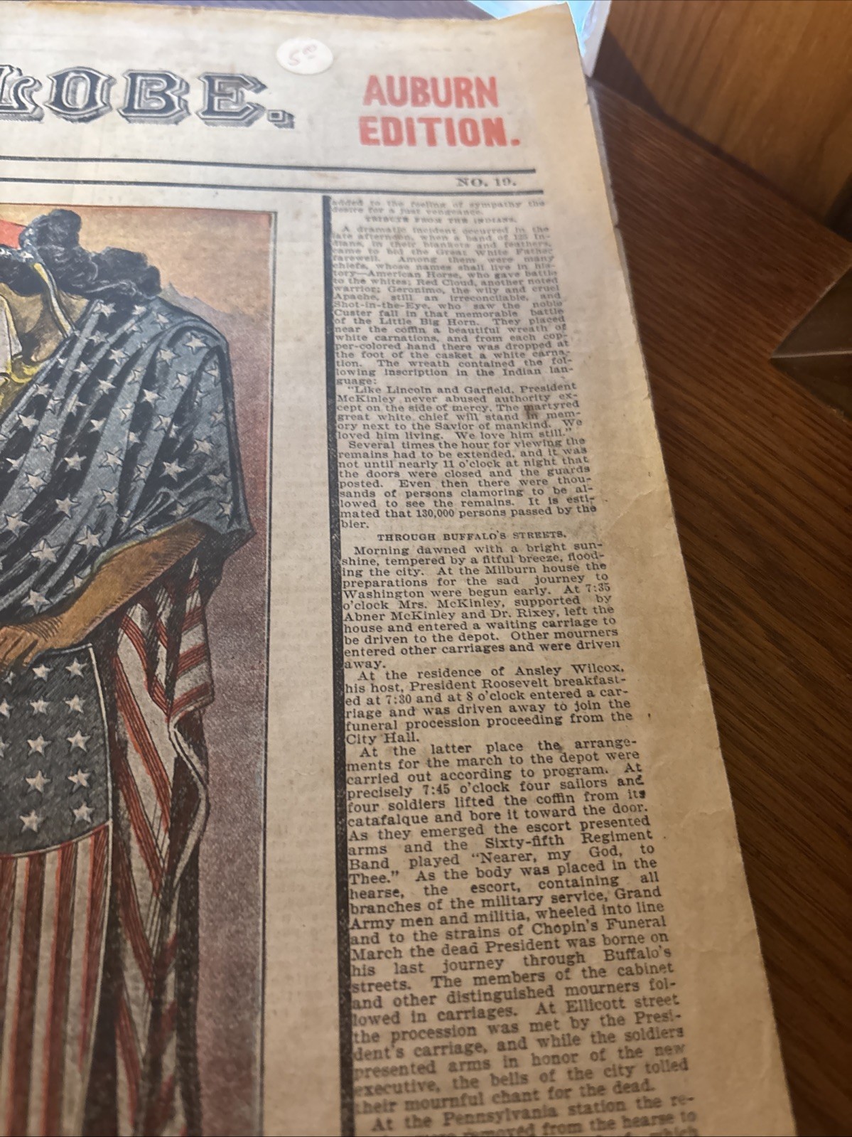 Newspaper President McKinley Burial 9/21 1901Utica Saturday Globe Auburn Edition