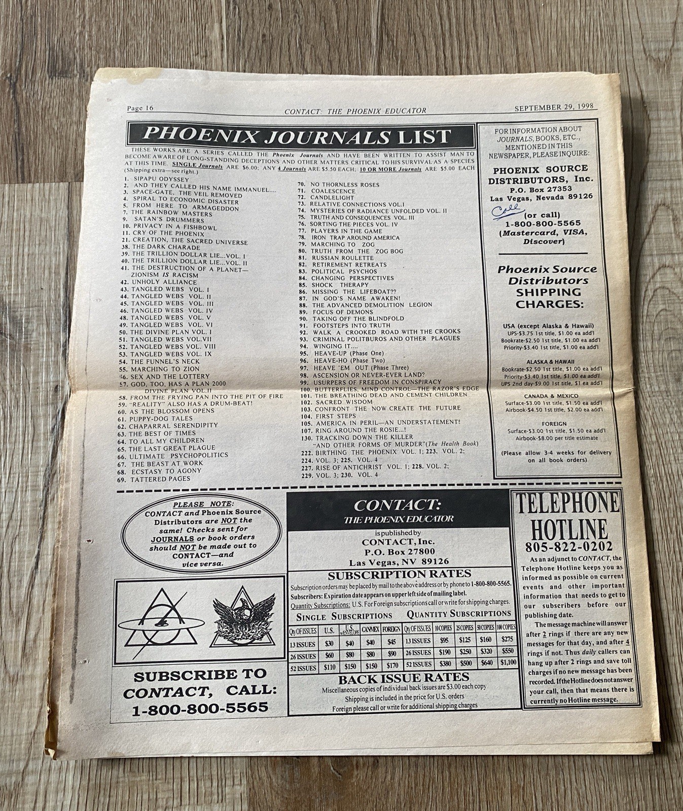 Vtg Conspiracy Newspaper Alternative Theory Contact The Phoenix Journal