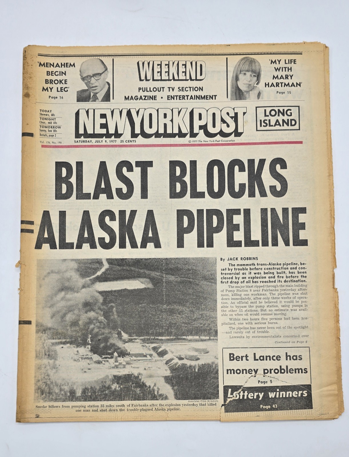 NY Post-Alaska Pipeline Explosion-1977-COMPLETE NEWSPAPER
