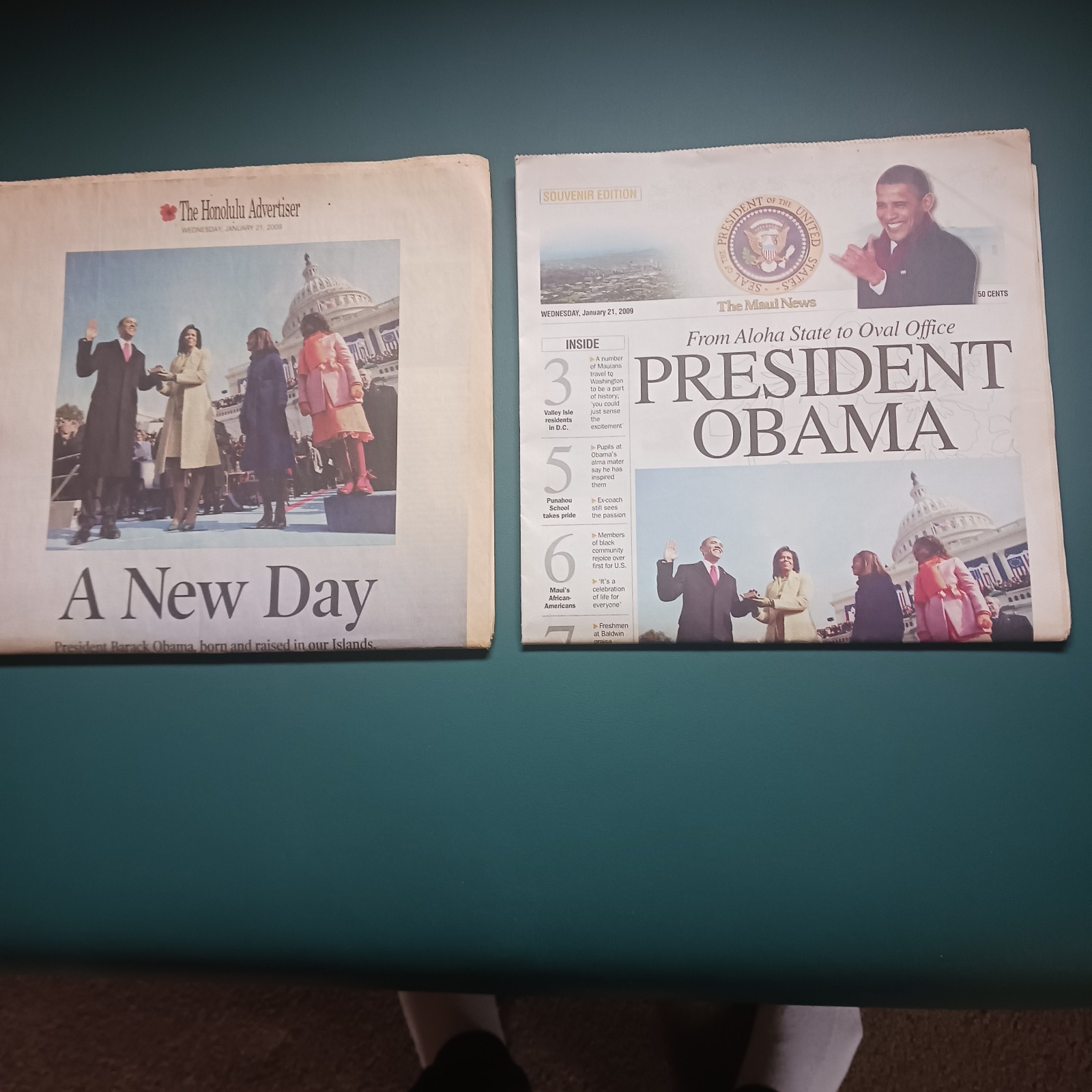 PRESIDENT BARACK OBAMA Inauguration Honolulu Advertiser Newspaper Hawaii RARE