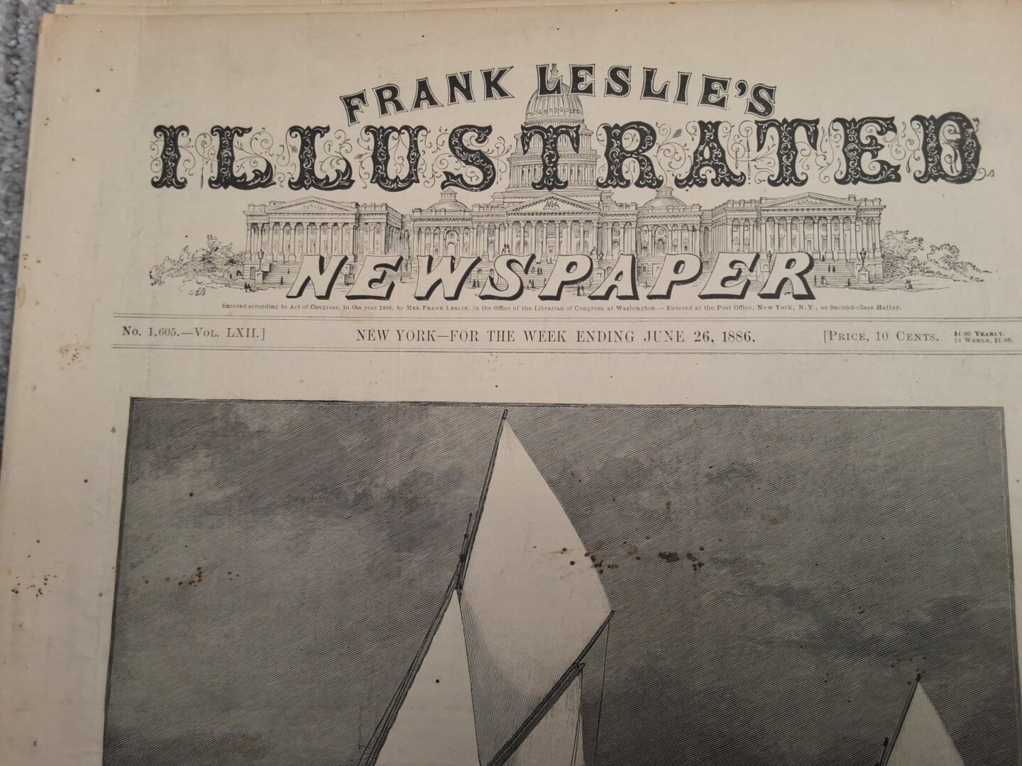 Frank Leslie’s Illustrated Newspaper June 26th 1886, The Regatta, Atlantic Yacht